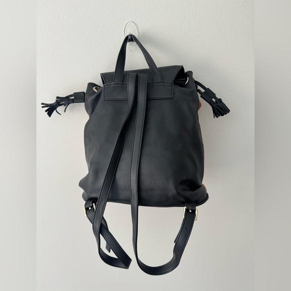 Lionel Brown & Black & Cream Color Backpack Travel Bag Soft Faux Leather - Picture 5 of 16